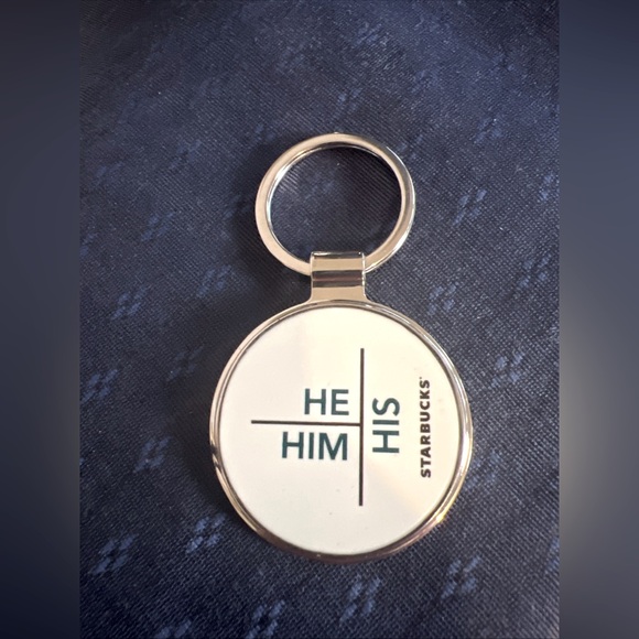 Starbucks Partner Pronoun Keychain He His Him Limited Key Tag - Picture 1 of 8